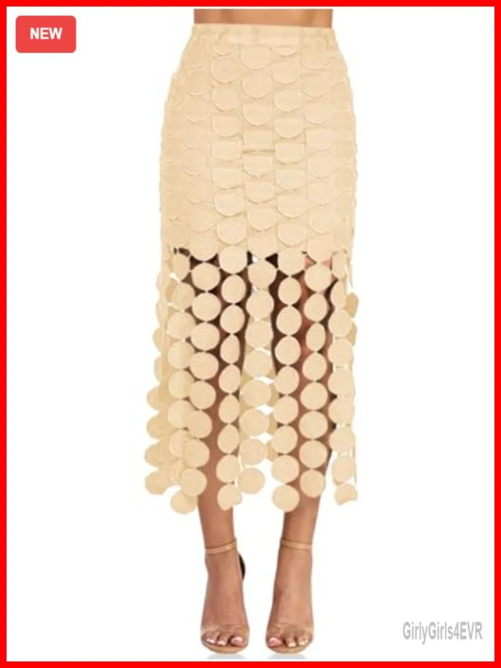 Hollow Out Fringe Maxi Skirt High Waist Boho Long Polyester